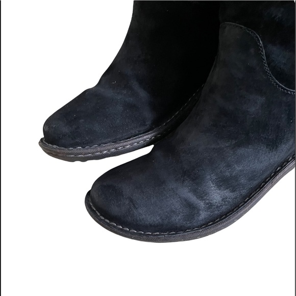 UGG Kaylana Black Suede Leather Warm Sheepskin Lined Pull On Winter Boots - Picture 9 of 16